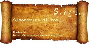Simonovits Ákos névjegykártya